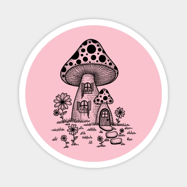 Cottagecore Mushroom House Magnet by Dandelion Dystopia